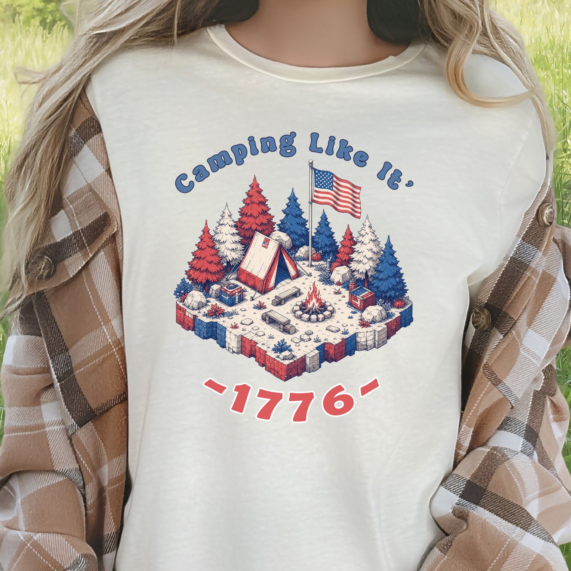 Camping Like It’s 1776 USA Patriotic Campfire Adventure T-Shirt