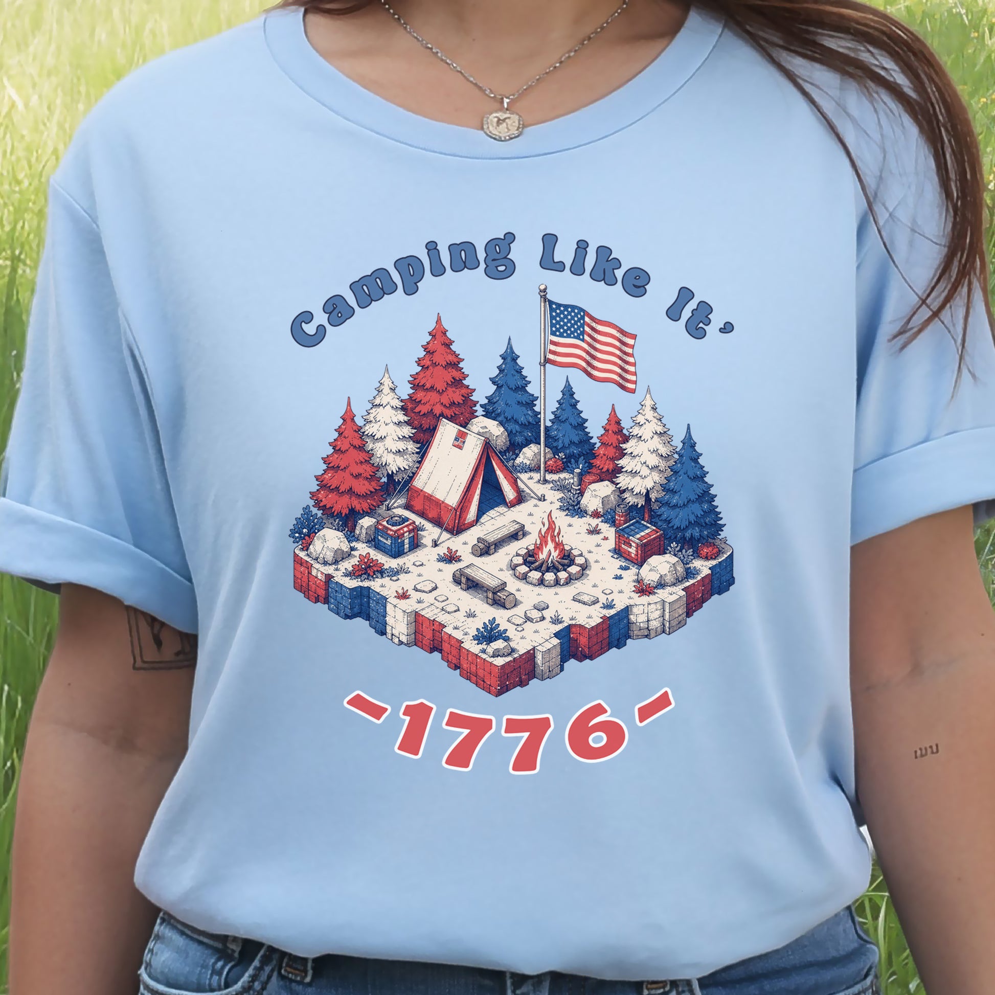 Camping Like It’s 1776 USA Patriotic Campfire Adventure T-Shirt