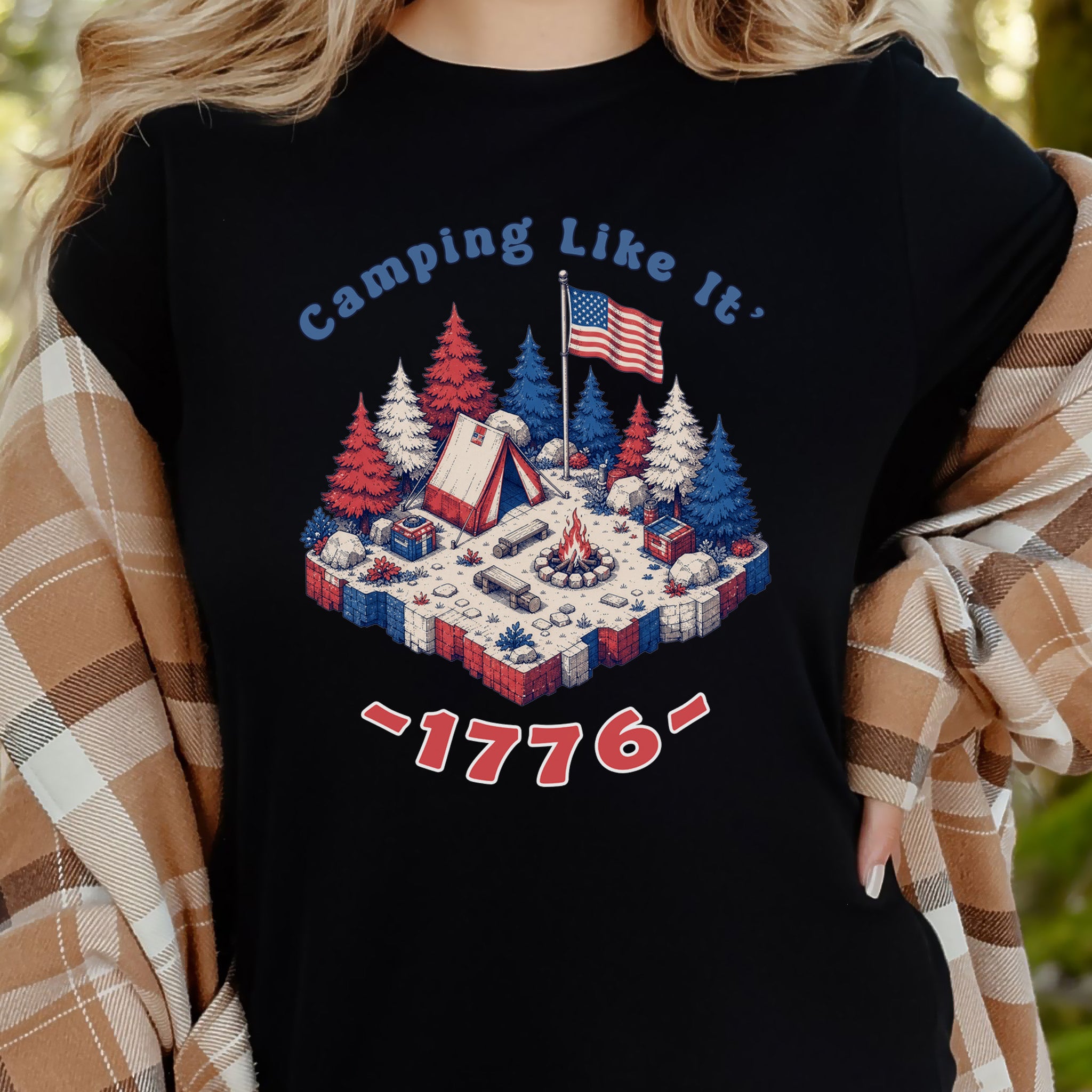 Camping Like It’s 1776 USA Patriotic Campfire Adventure T-Shirt