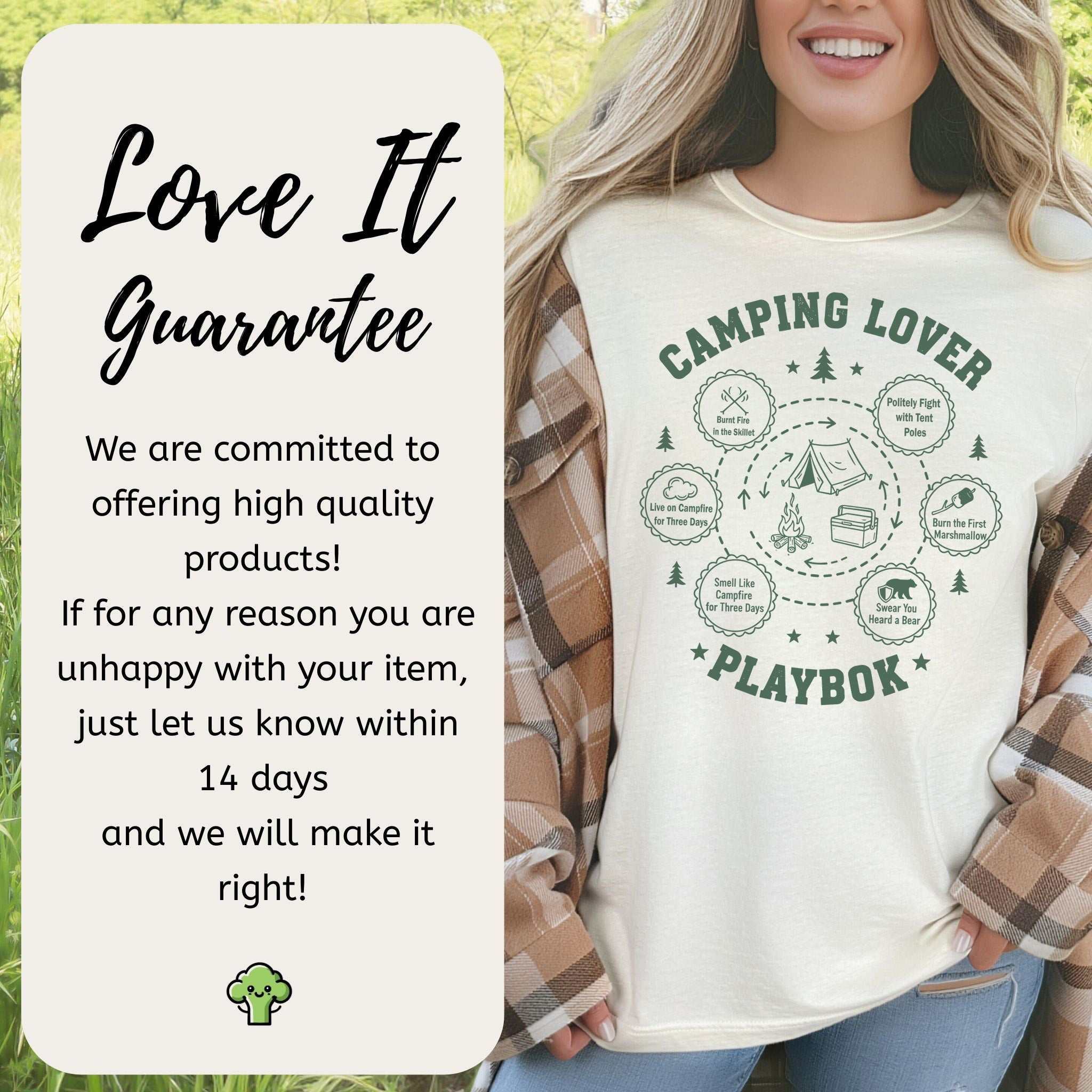 Camping Lover Playbook T-Shirt – Campfire Comedy Adventure Tee
