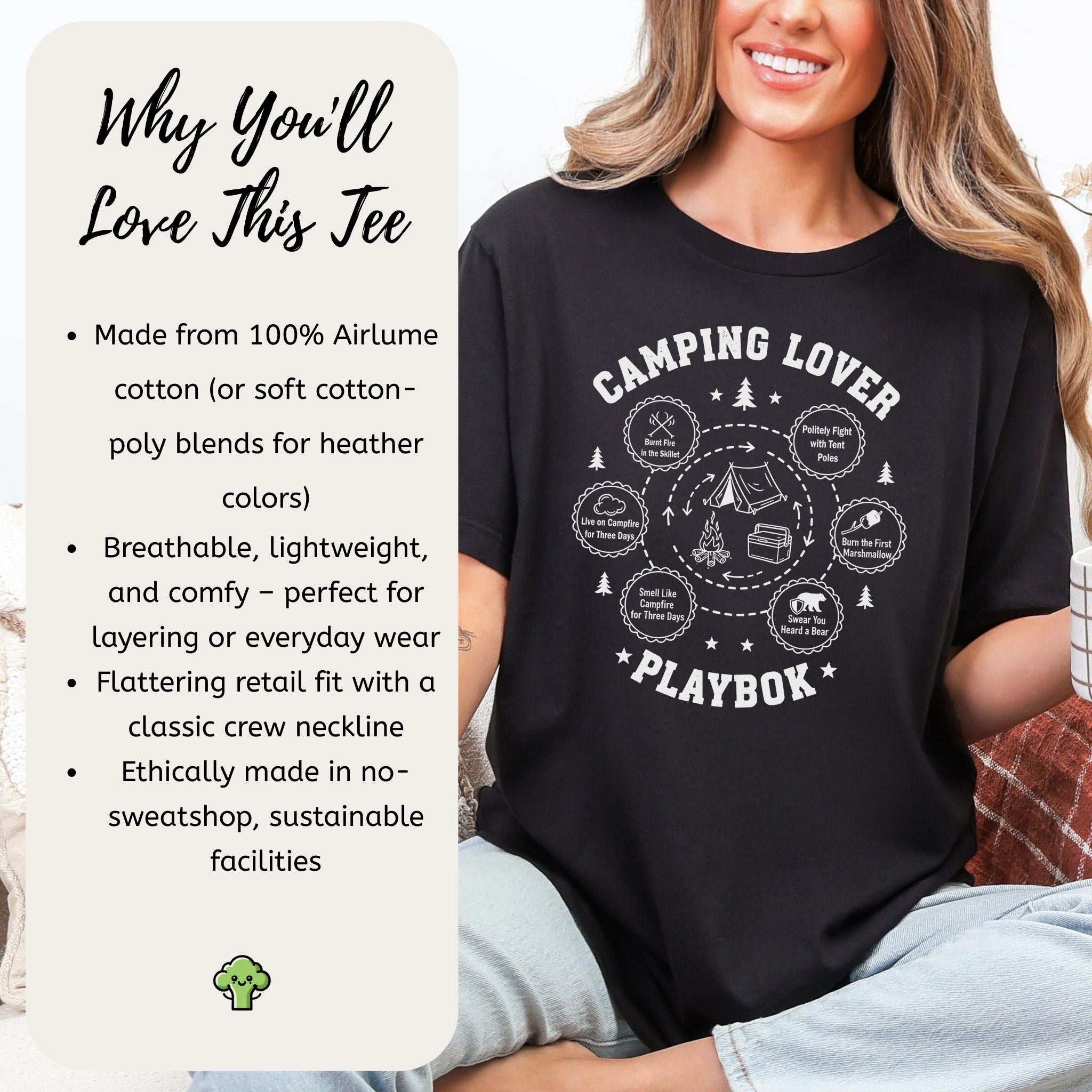 Camping Lover Playbook T-Shirt – Campfire Comedy Adventure Tee