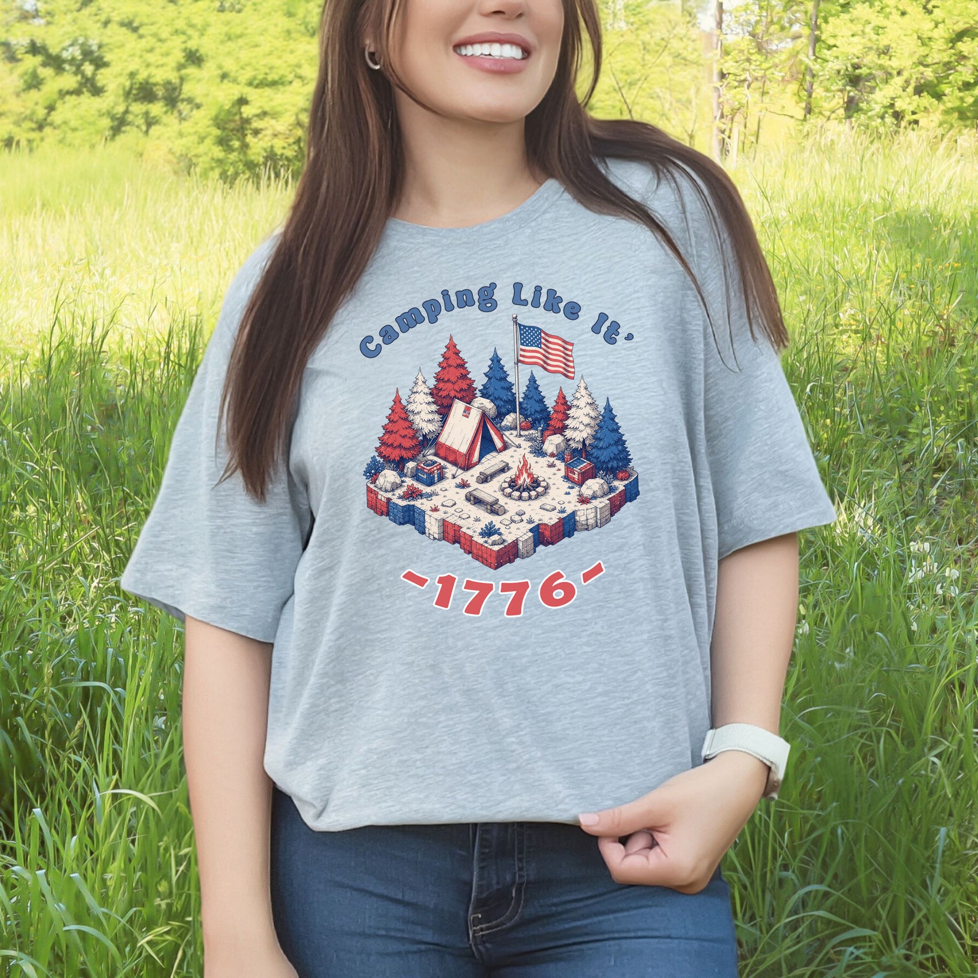 Camping Like It’s 1776 USA Patriotic Campfire Adventure T-Shirt