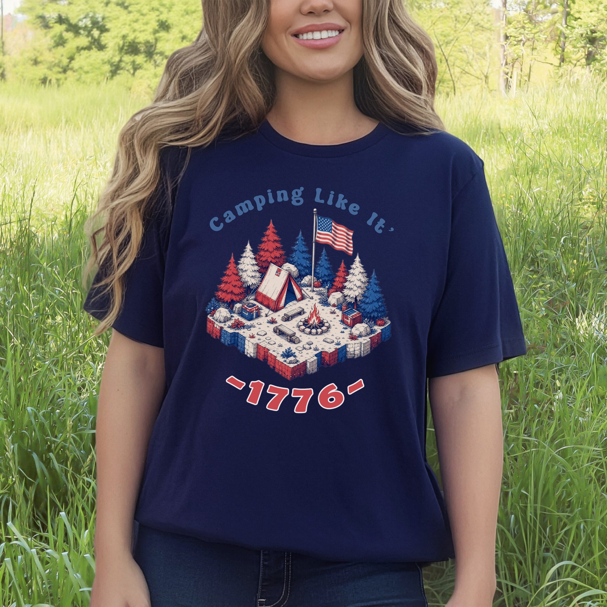 Camping Like It’s 1776 USA Patriotic Campfire Adventure T-Shirt