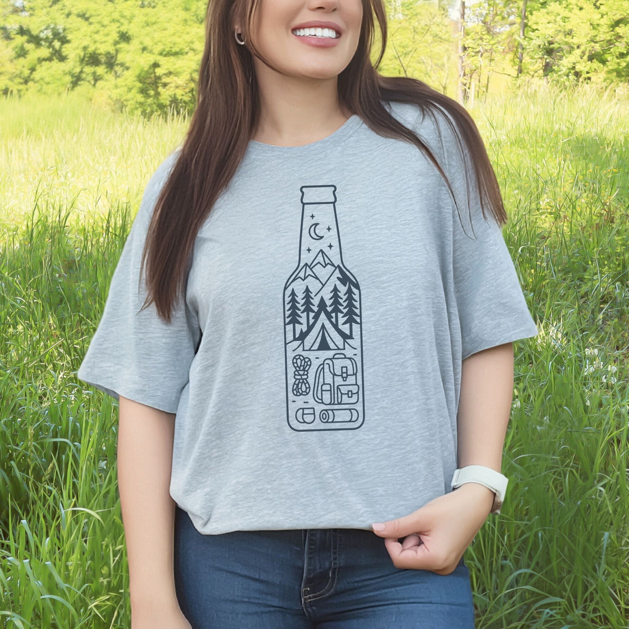 Camping in a Bottle T-Shirt – Retro Adventure & Nature Lover Tee