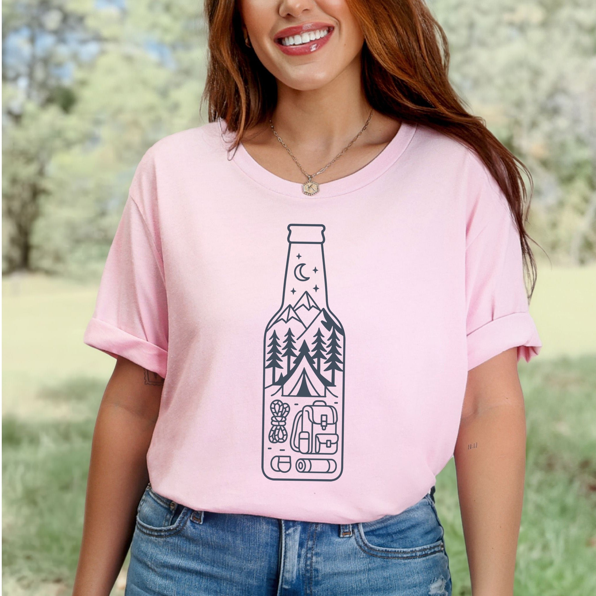 Camping in a Bottle T-Shirt – Retro Adventure & Nature Lover Tee