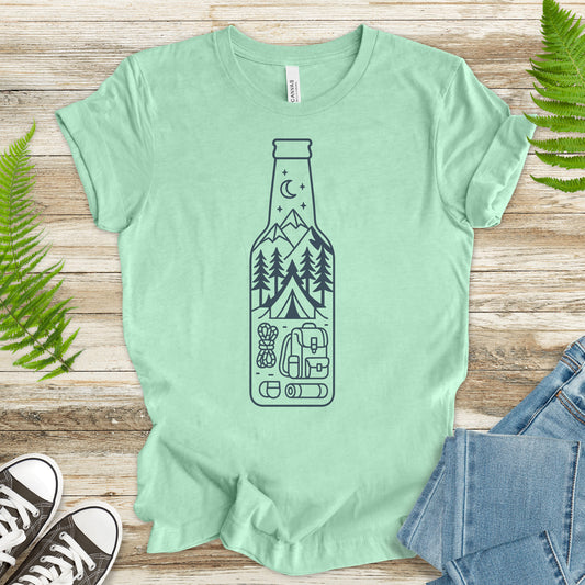 Camping in a Bottle T-Shirt – Retro Adventure & Nature Lover Tee