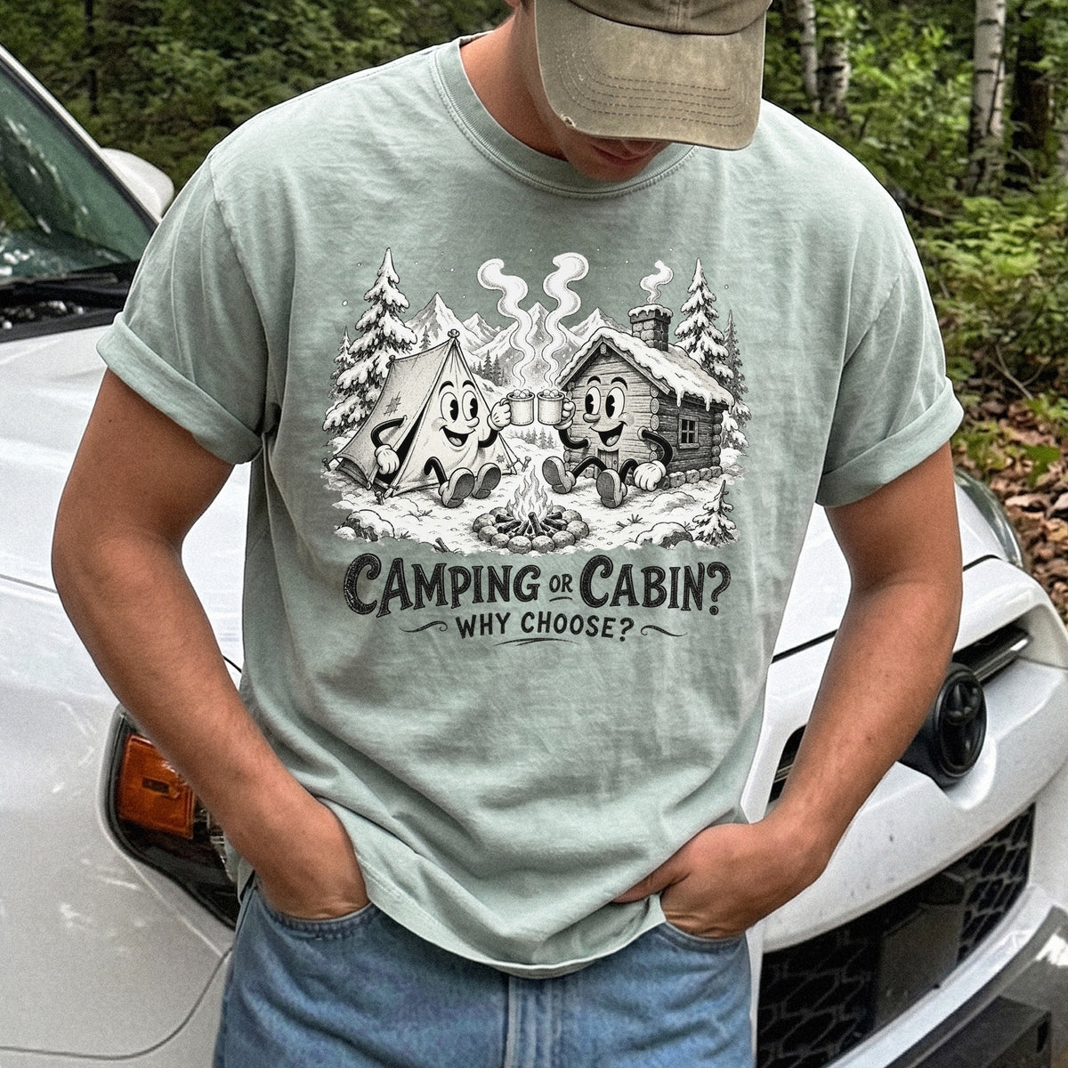 Camping or Cabin? Why Choose Comfort Colors Shirt – Retro Winter Camping Tee