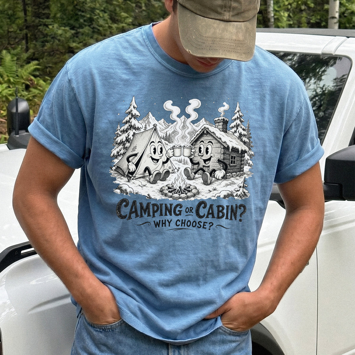 Camping or Cabin? Why Choose Comfort Colors Shirt – Retro Winter Camping Tee