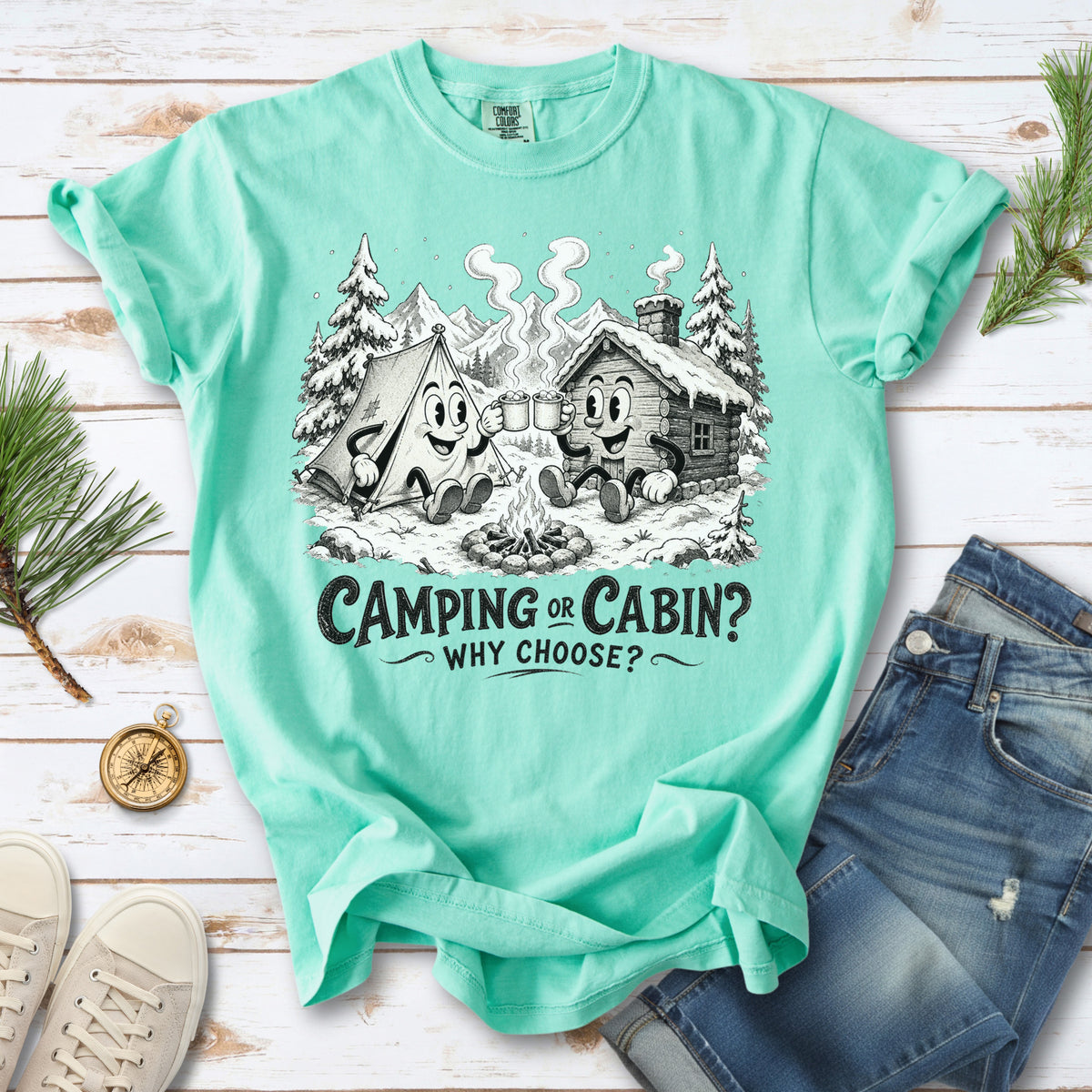 Camping or Cabin? Why Choose Comfort Colors Shirt – Retro Winter Camping Tee