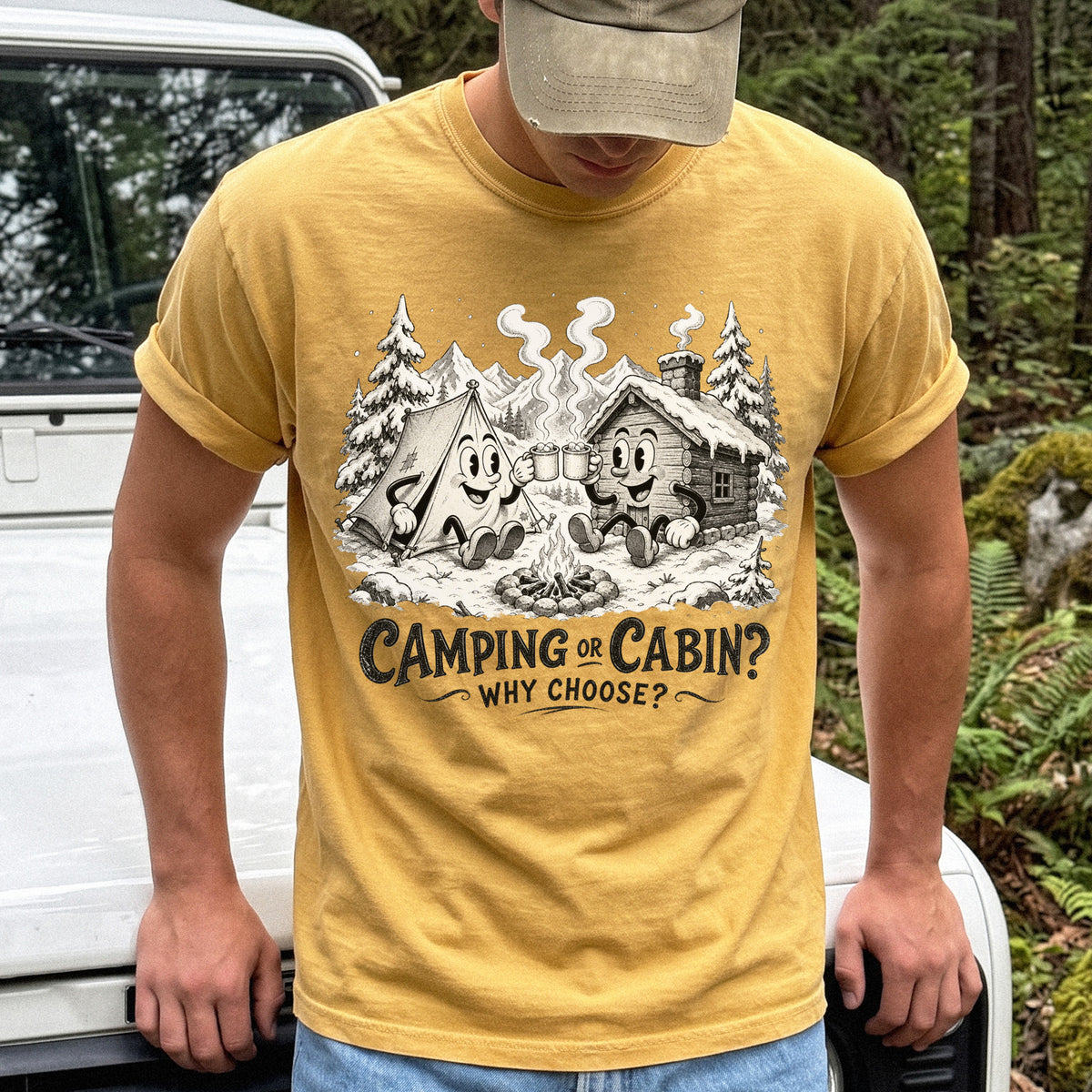 Camping or Cabin? Why Choose Comfort Colors Shirt – Retro Winter Camping Tee