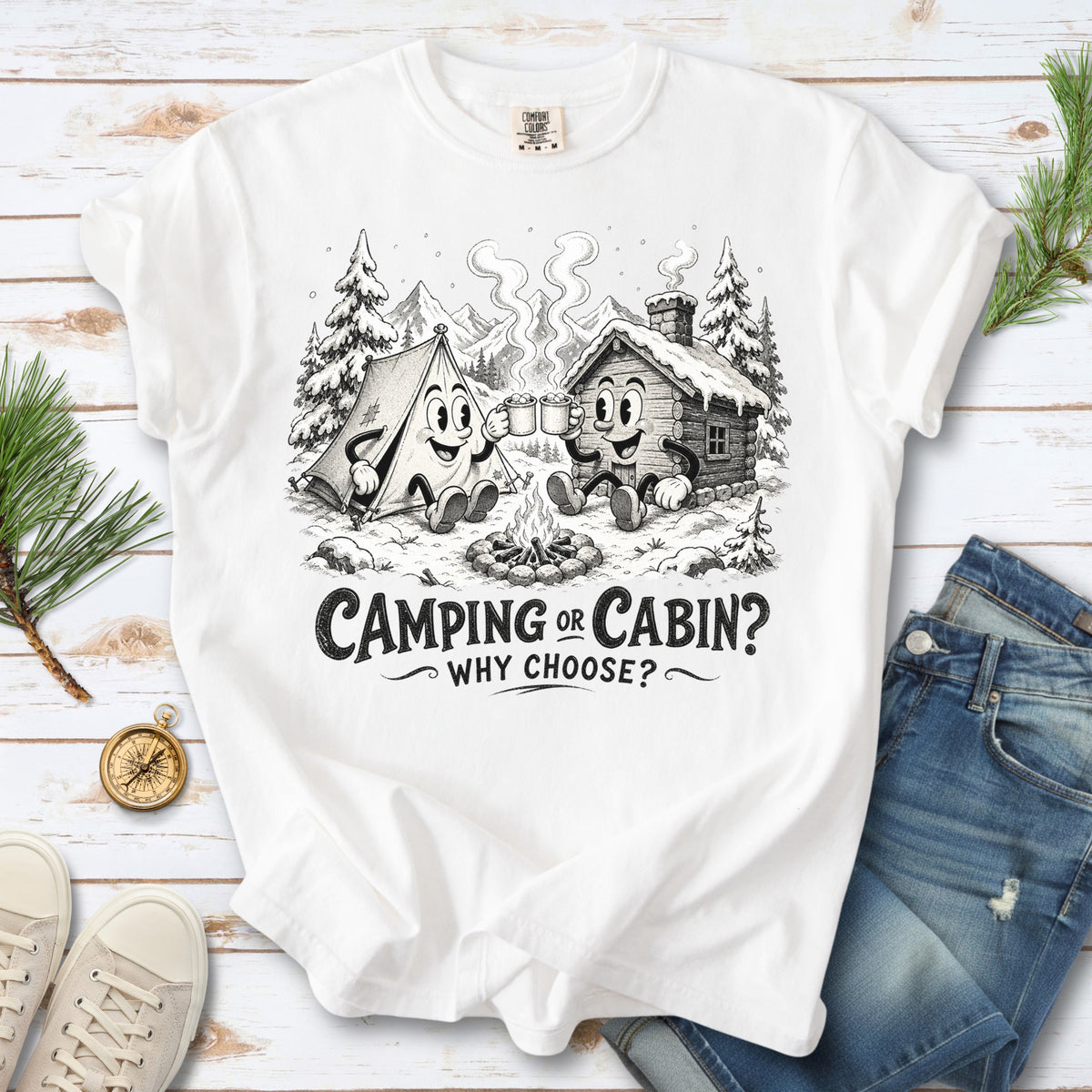 Camping or Cabin? Why Choose Comfort Colors Shirt – Retro Winter Camping Tee