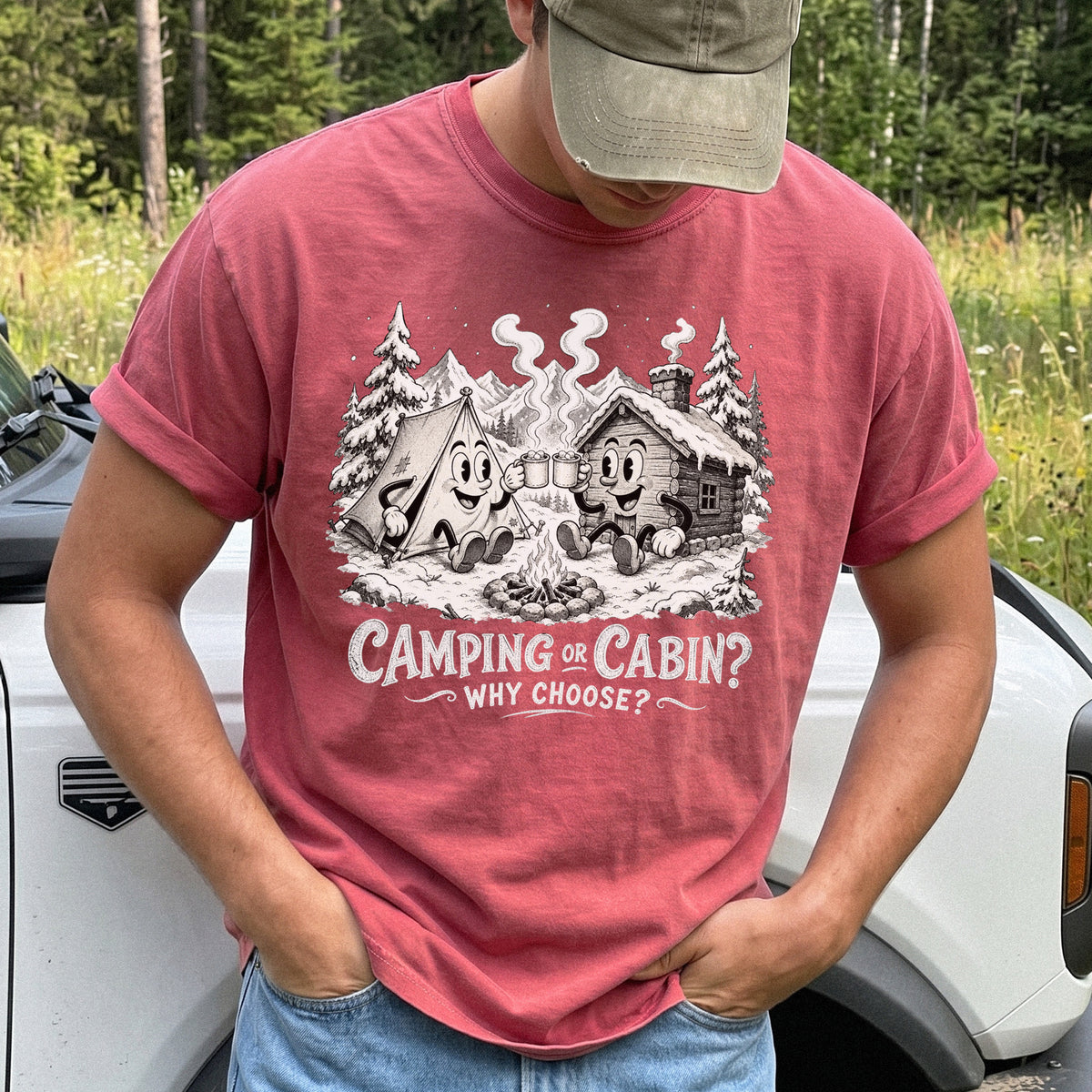 Camping or Cabin? Why Choose Comfort Colors Shirt – Retro Winter Camping Tee