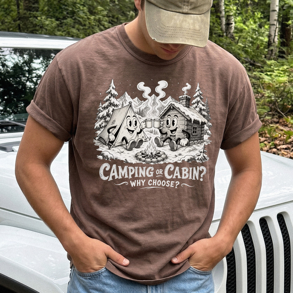 Camping or Cabin? Why Choose Comfort Colors Shirt – Retro Winter Camping Tee