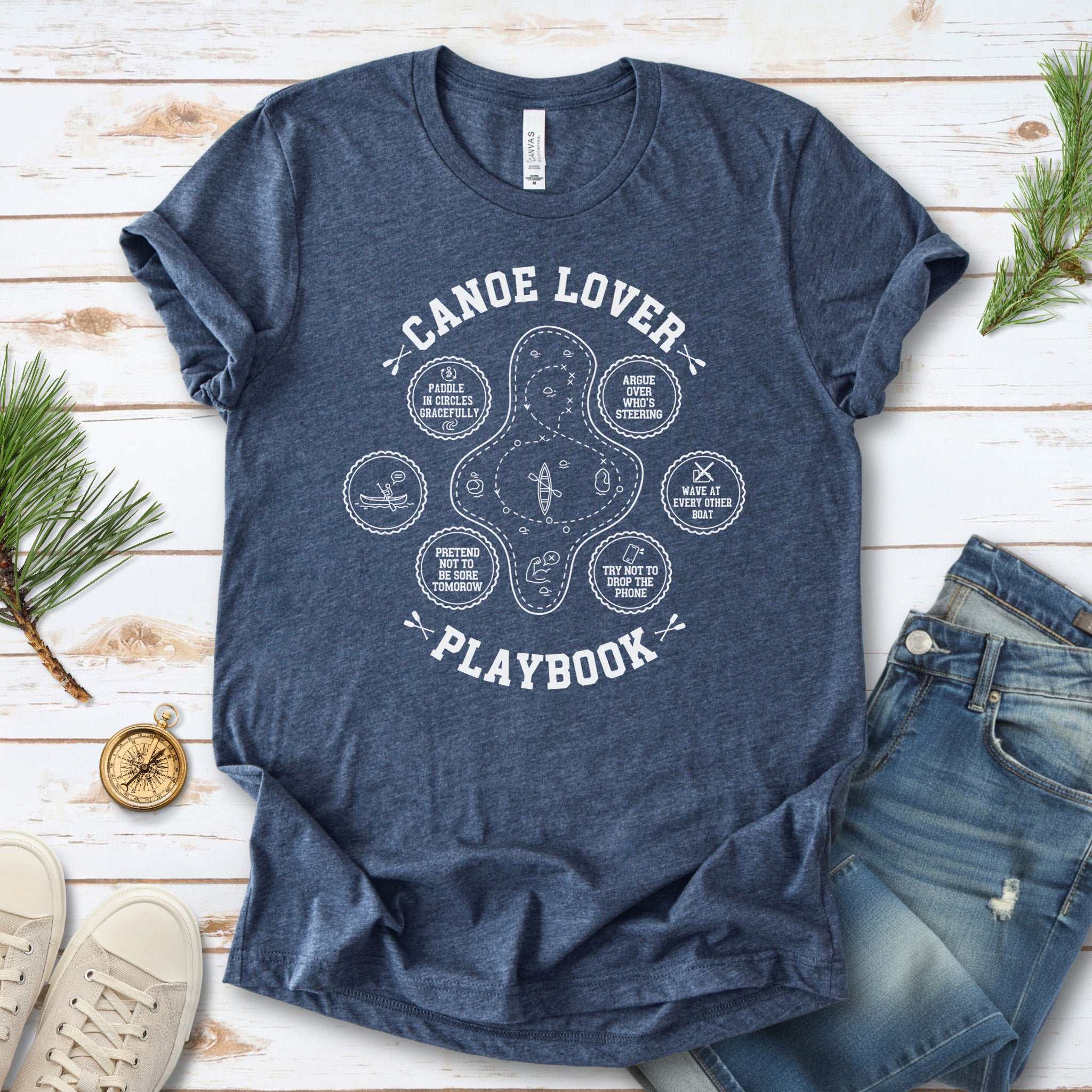 Canoe Lover Playbook T-Shirt – Lake Day Adventure Humor Tee