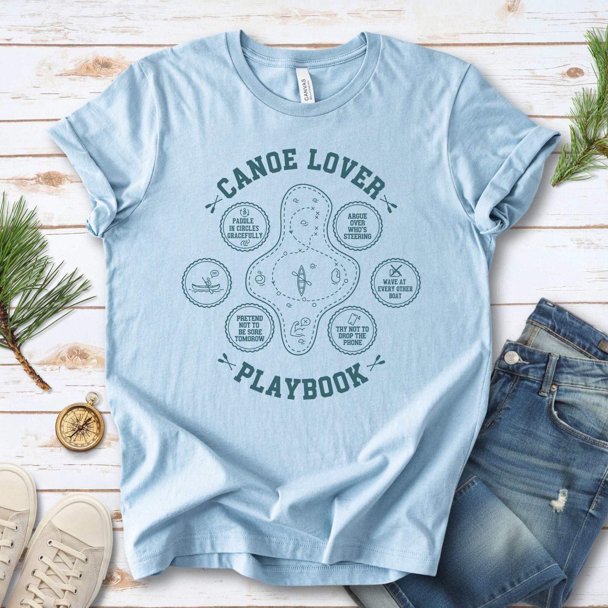 Canoe Lover Playbook T-Shirt – Lake Day Adventure Humor Tee