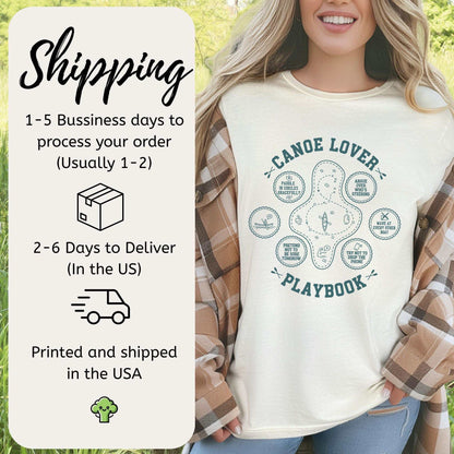 Canoe Lover Playbook T-Shirt – Lake Day Adventure Humor Tee