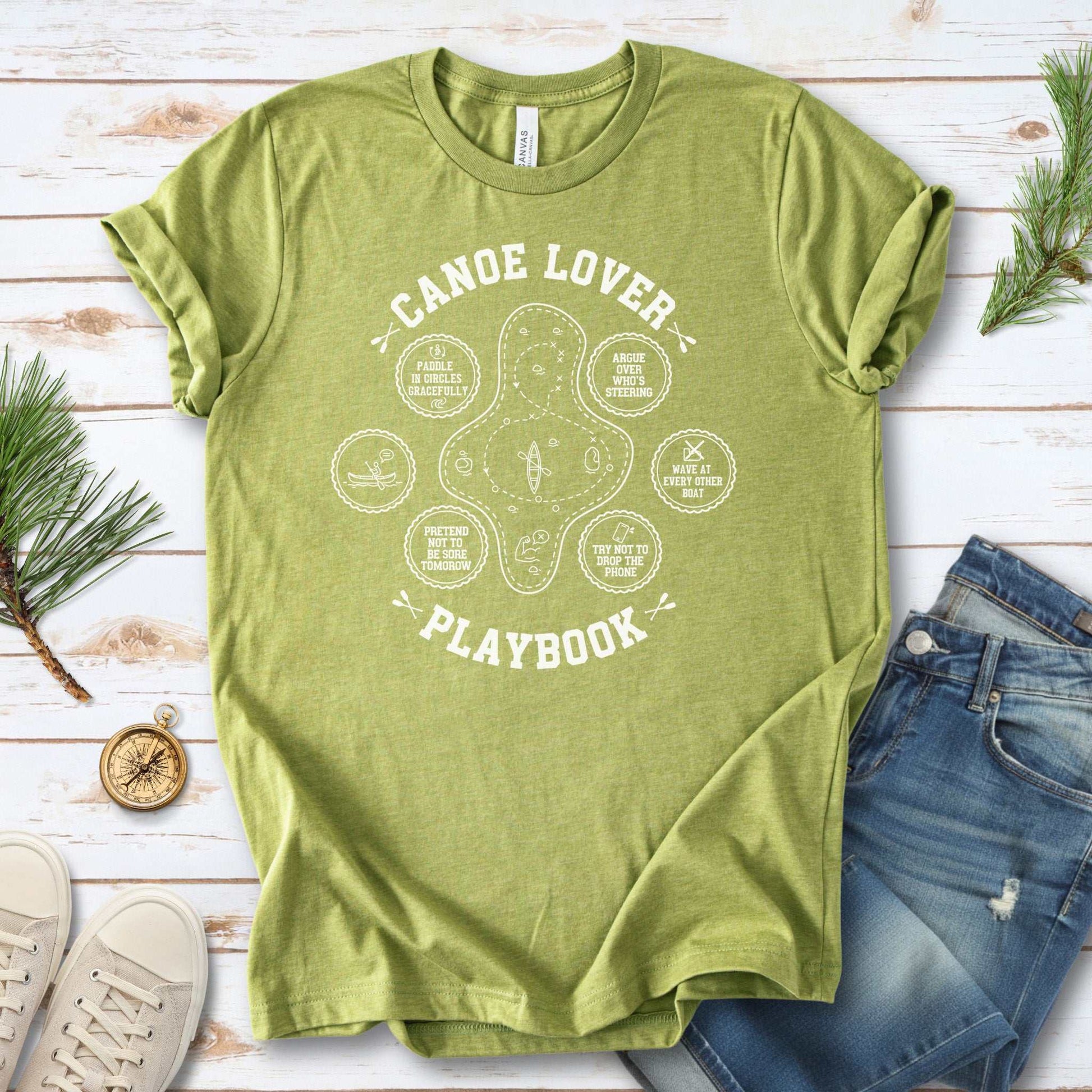 Canoe Lover Playbook T-Shirt – Lake Day Adventure Humor Tee