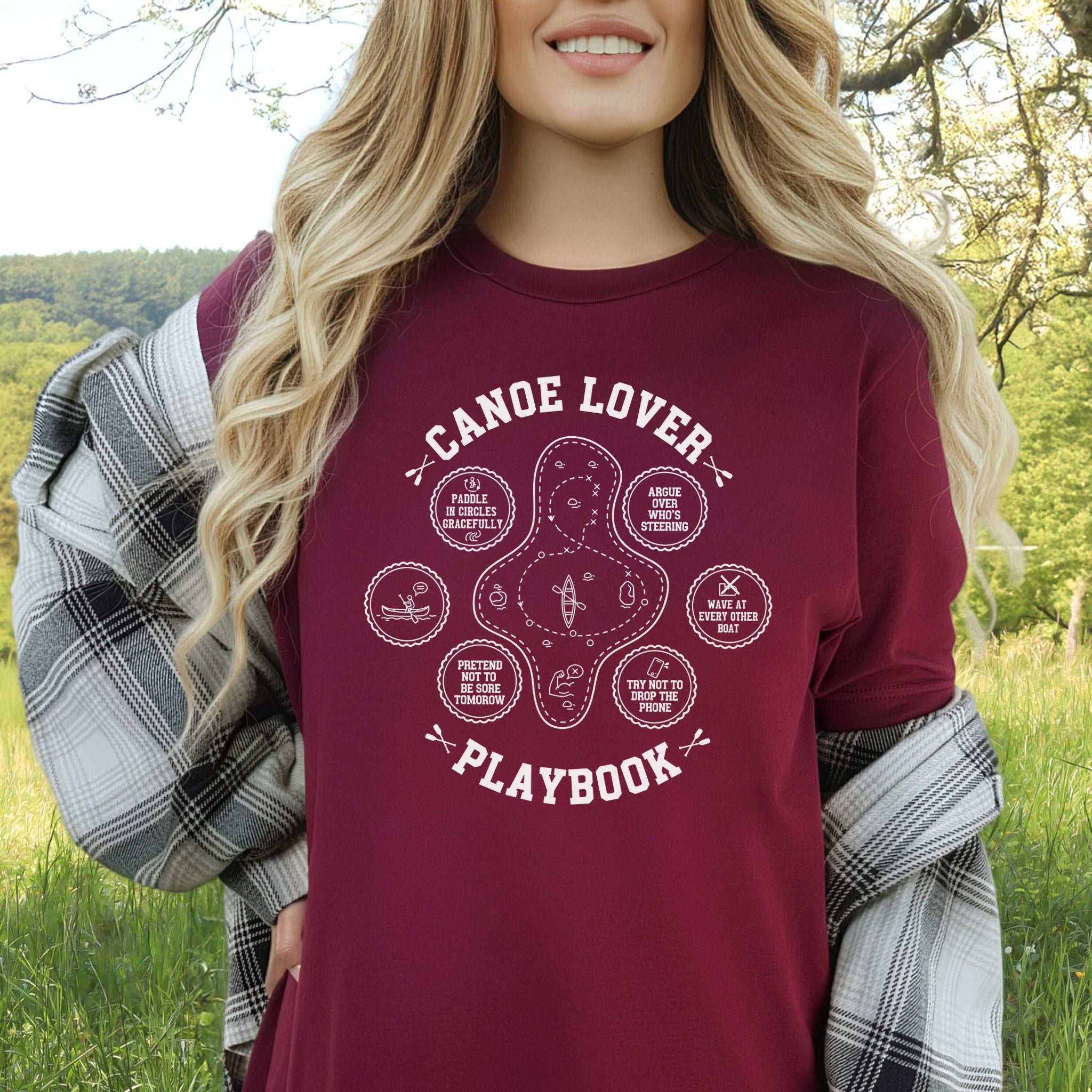 Canoe Lover Playbook T-Shirt – Lake Day Adventure Humor Tee