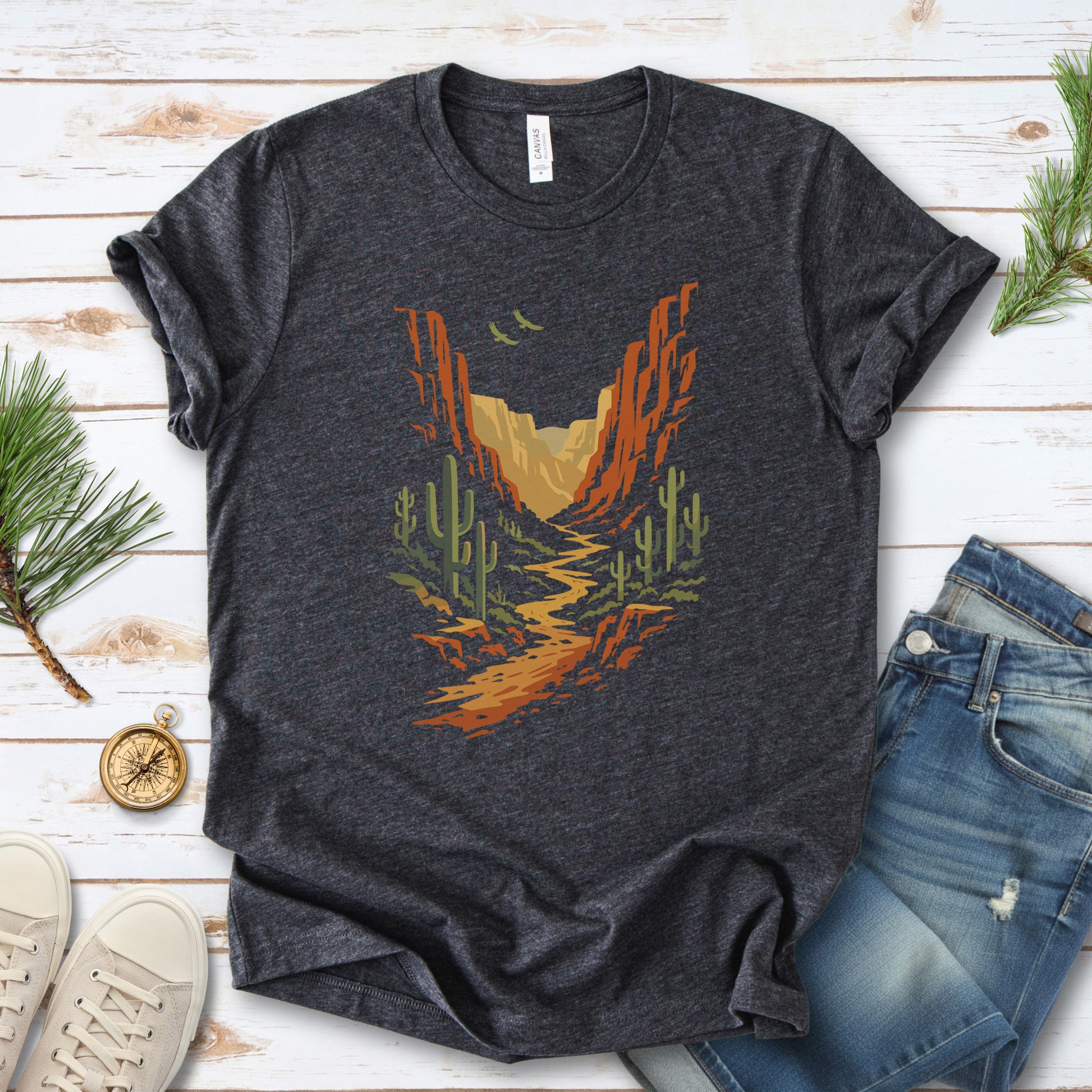 Canyon Path T-Shirt – Vintage Desert Hike & Cactus Trail Tee