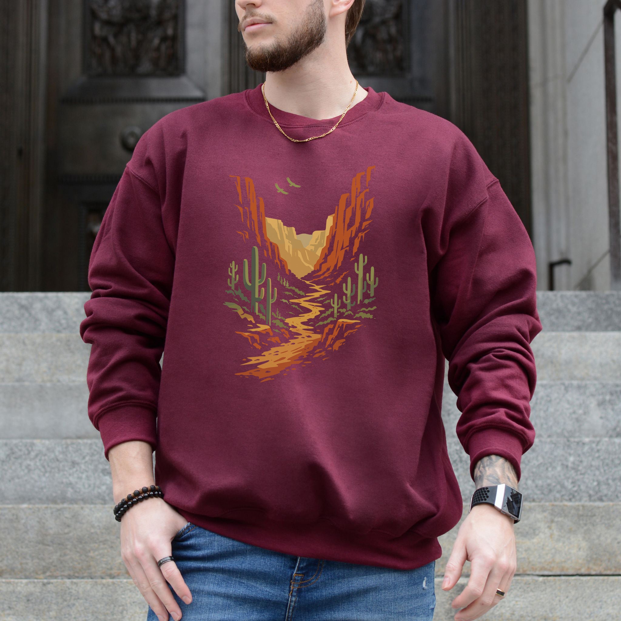 Canyon Path Vintage Desert Hike & Cactus Trail Sweatshirt