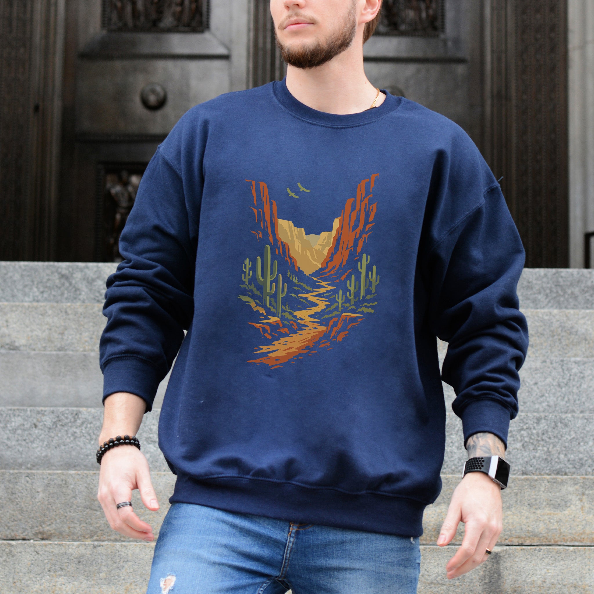 Canyon Path Vintage Desert Hike & Cactus Trail Sweatshirt