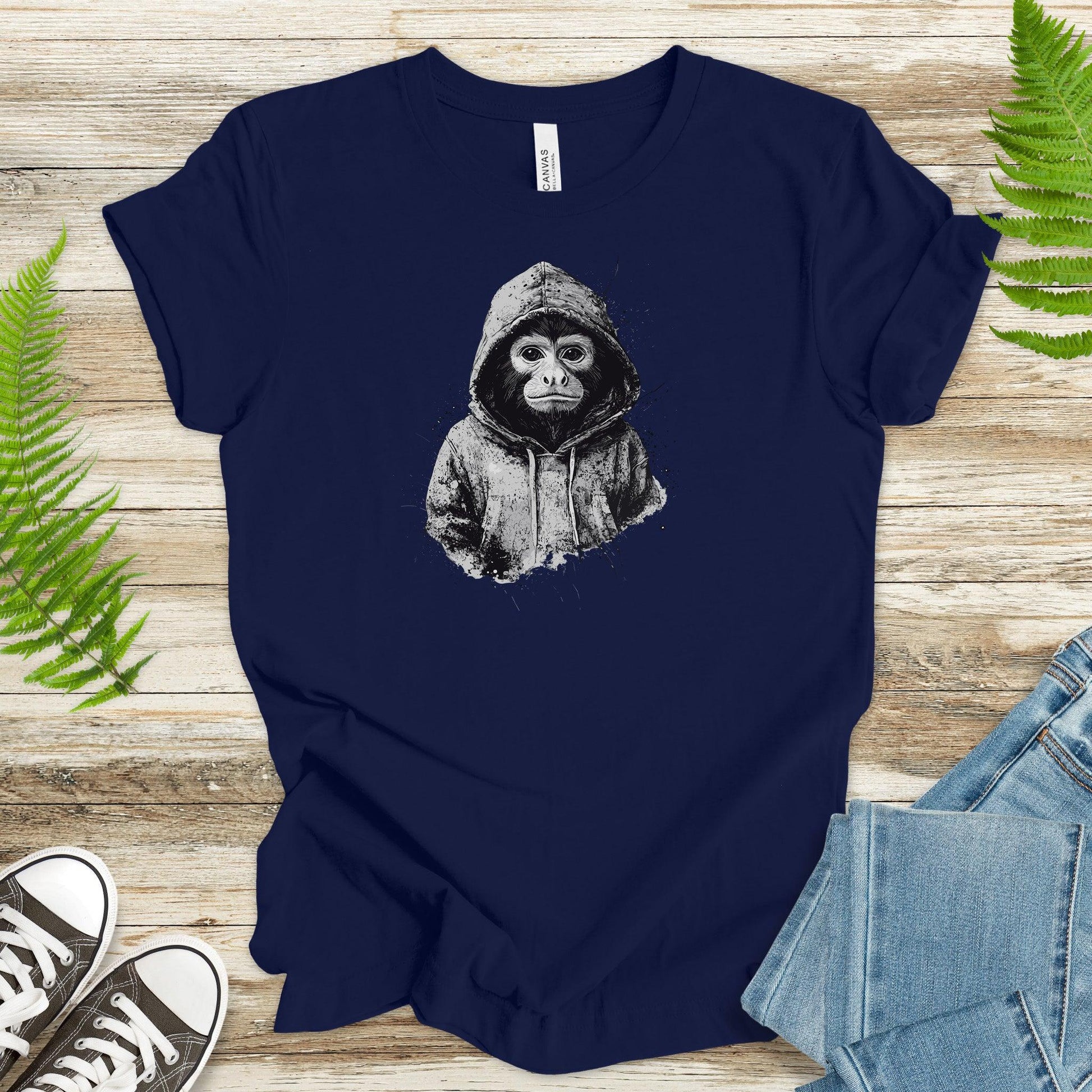 Monkey in a Hoodie T-Shirt – Realistic and Playful Design - TShirtree