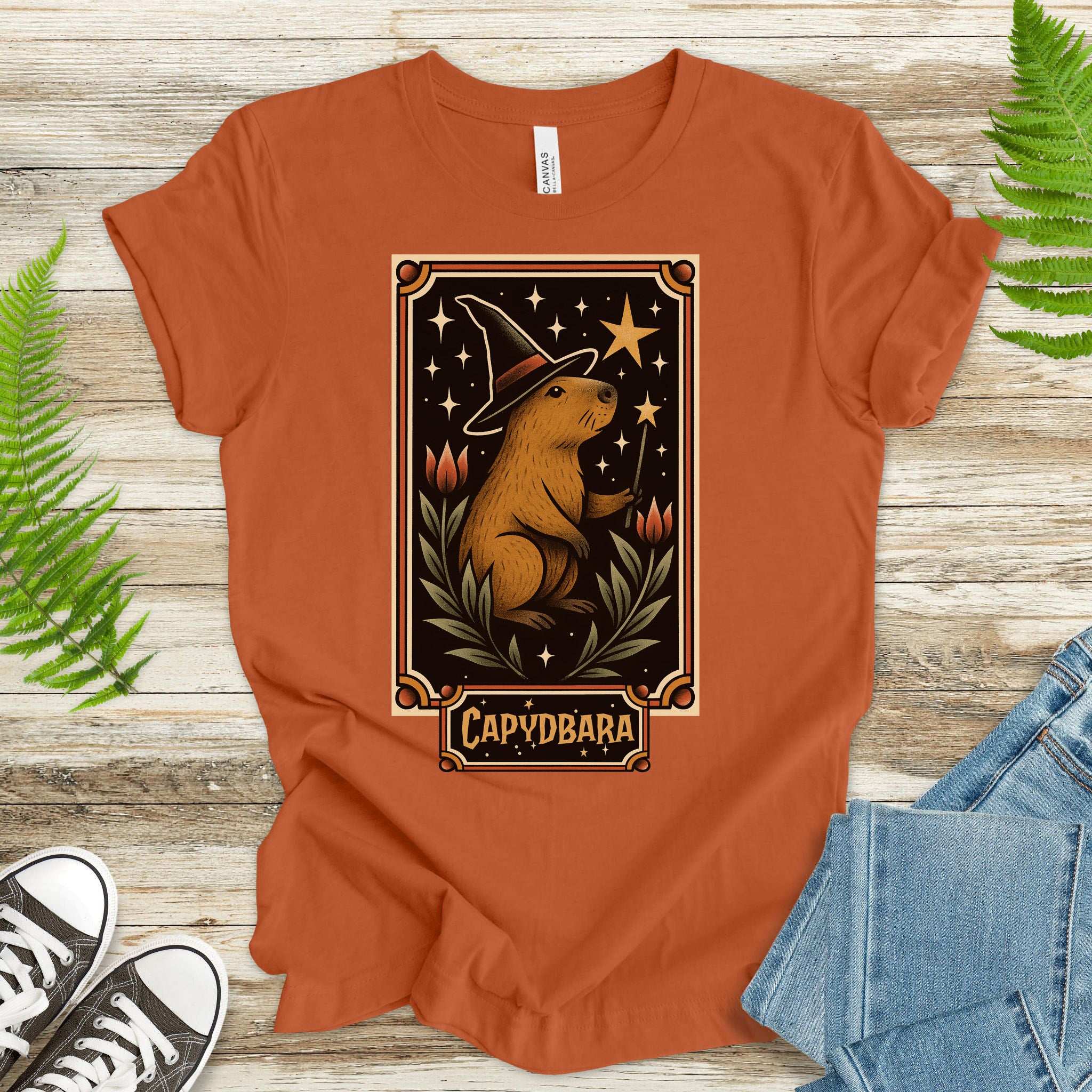 Capydbara Halloween T-Shirt – Wizard Capybara Retro Magic Tee