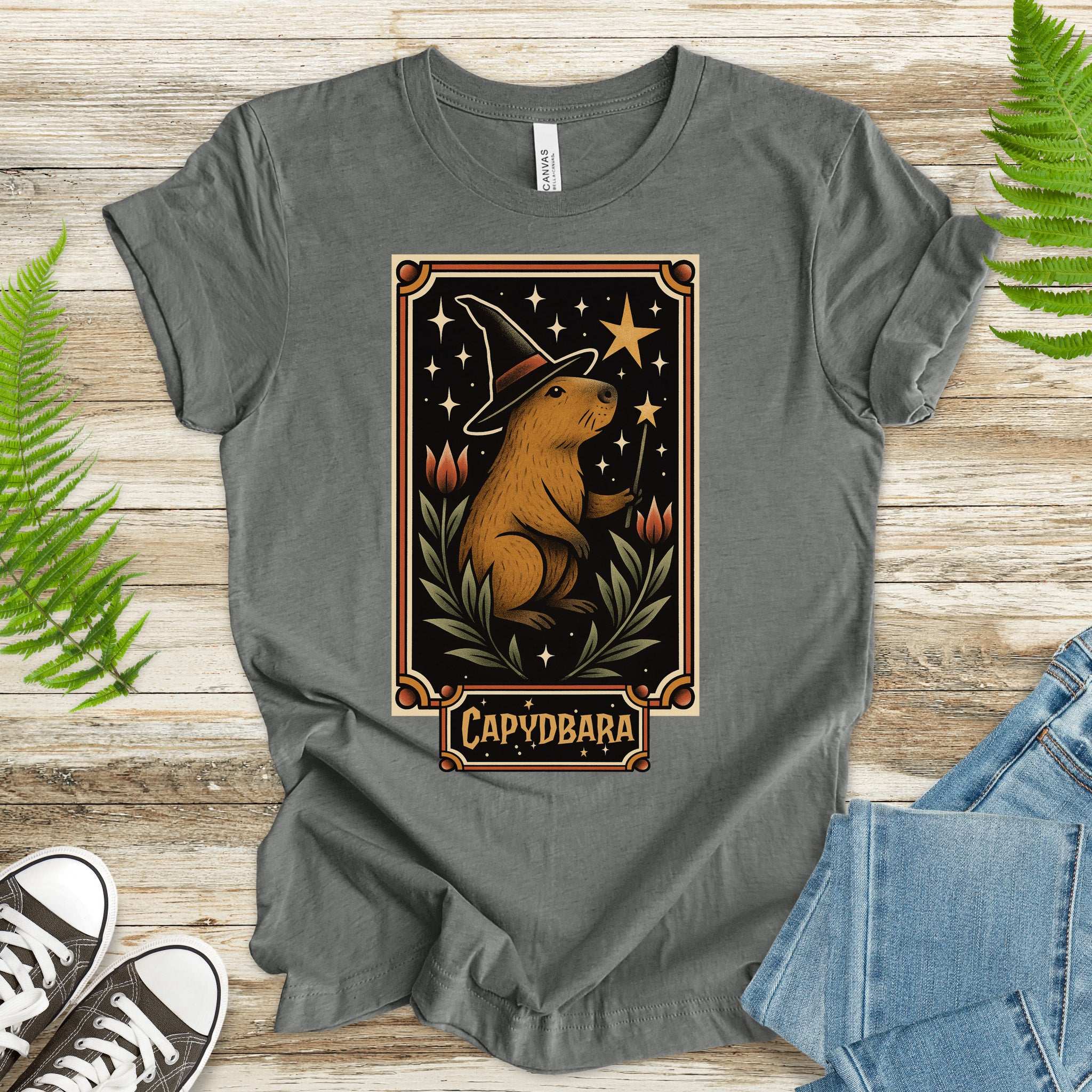 Capydbara Halloween T-Shirt – Wizard Capybara Retro Magic Tee