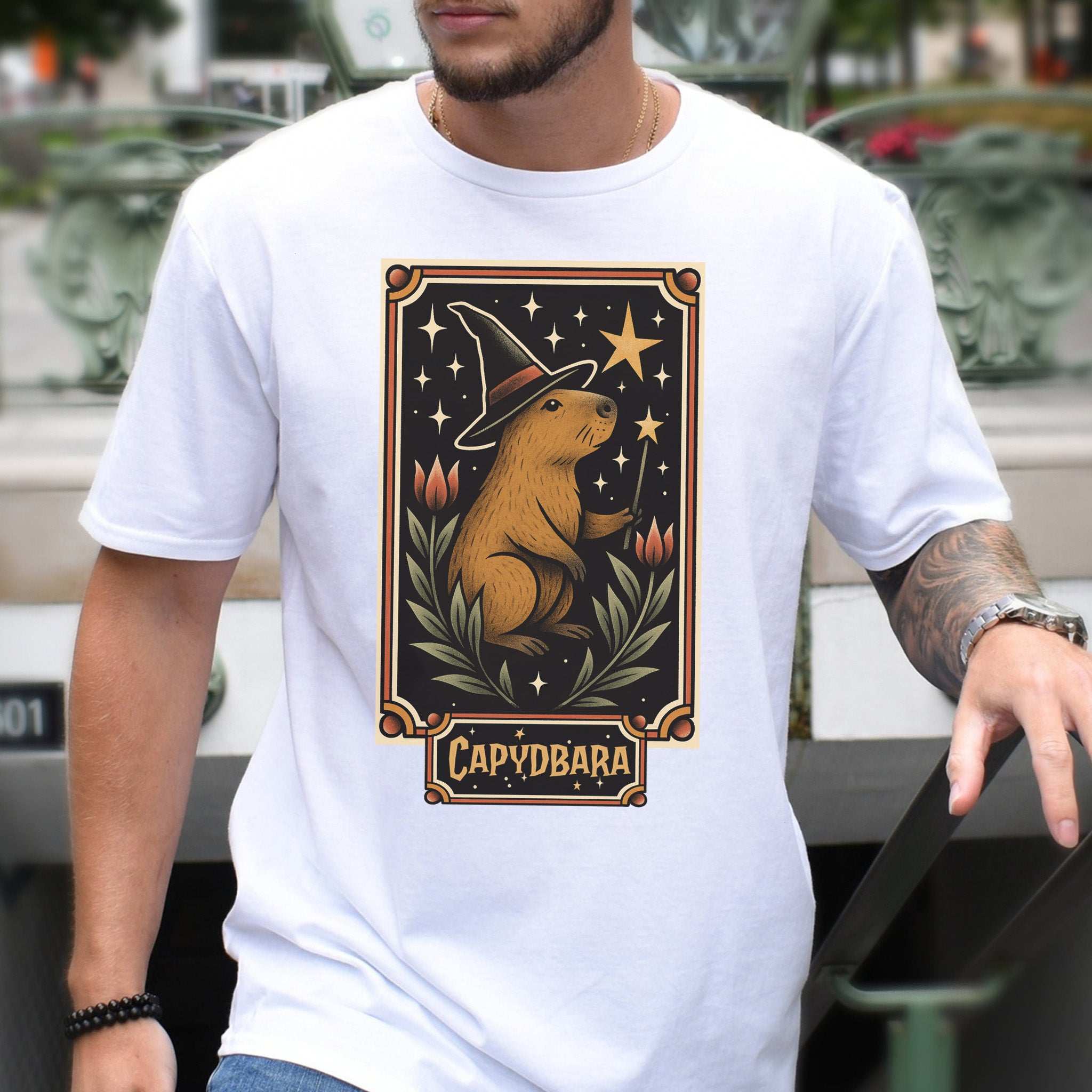 Capydbara Halloween T-Shirt – Wizard Capybara Retro Magic Tee