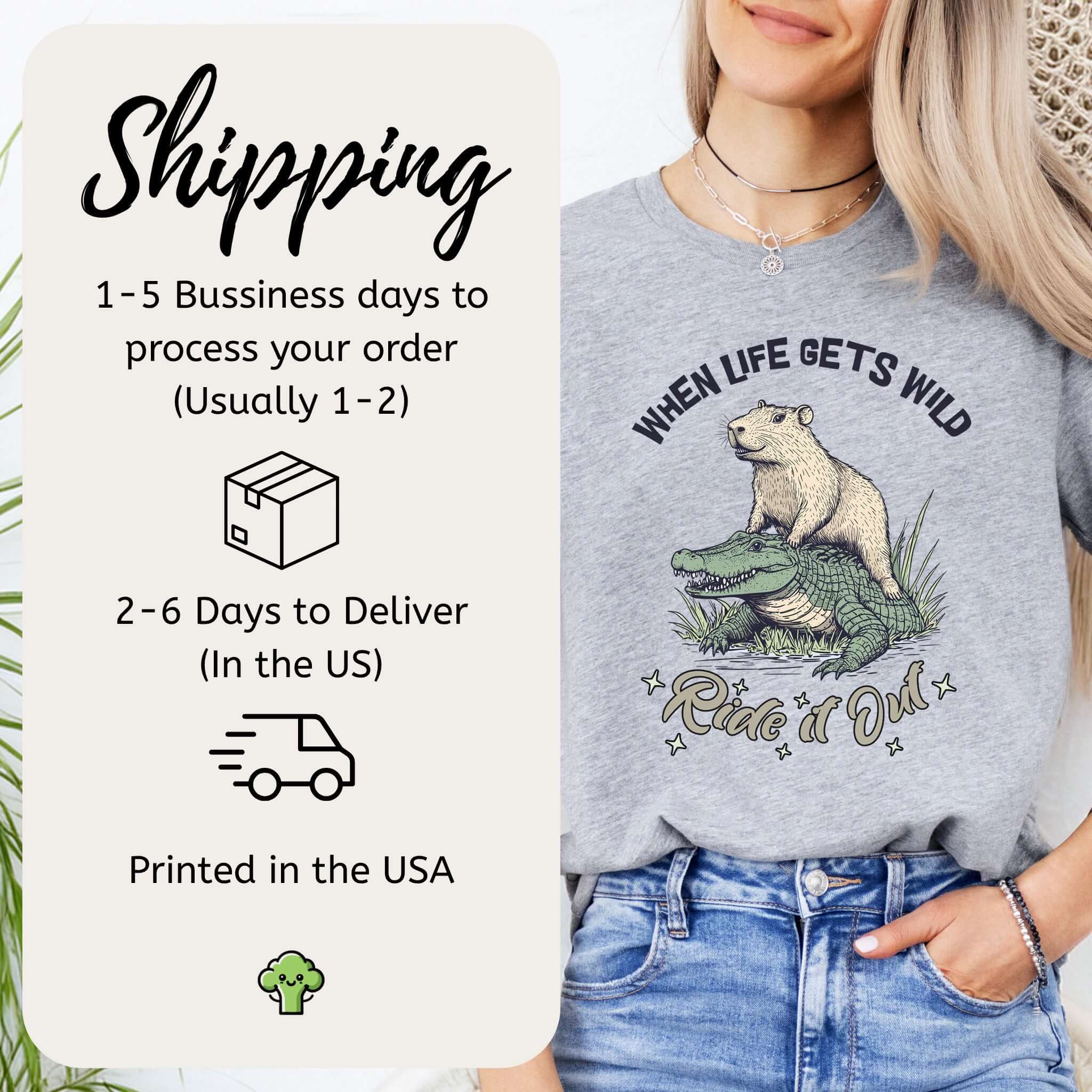 When Life Gets Wild T-Shirt – Capybara and Alligator Humor