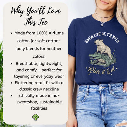 When Life Gets Wild T-Shirt – Capybara and Alligator Humor