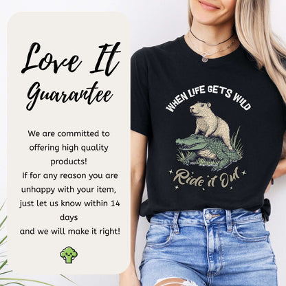 When Life Gets Wild T-Shirt – Capybara and Alligator Humor