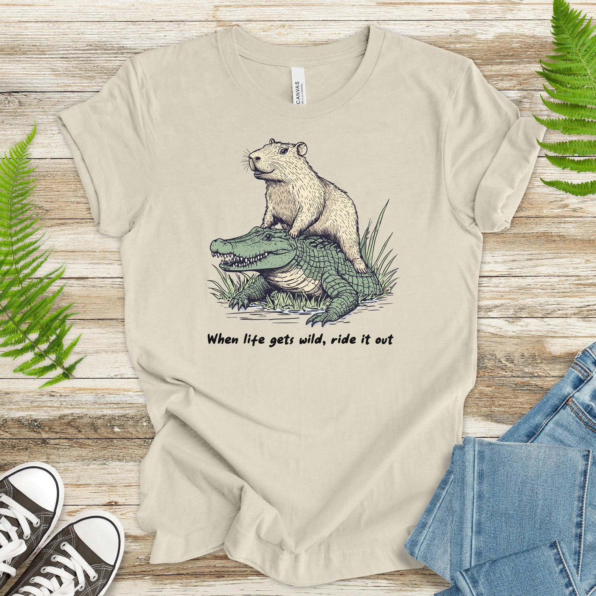 When Life Gets Wild T-Shirt – Capybara and Alligator Humor - TShirtree