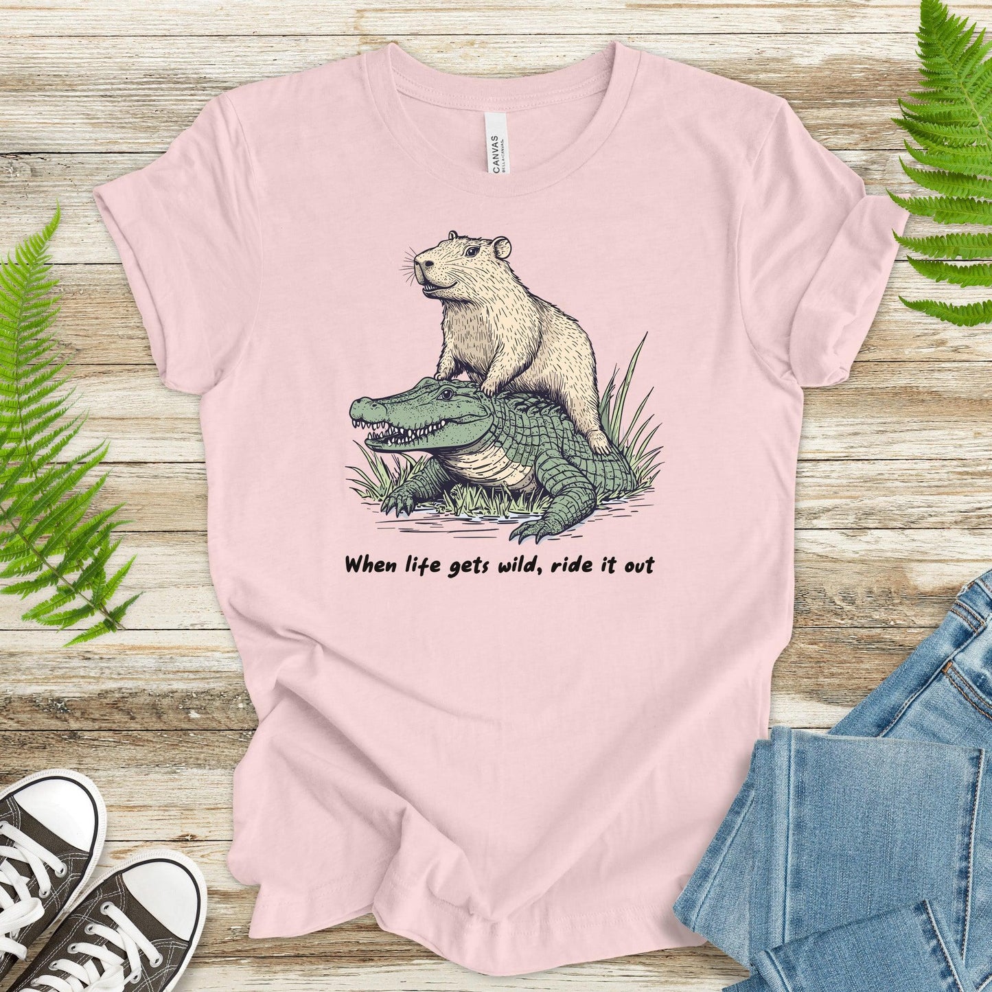 When Life Gets Wild T-Shirt – Capybara and Alligator Humor - TShirtree