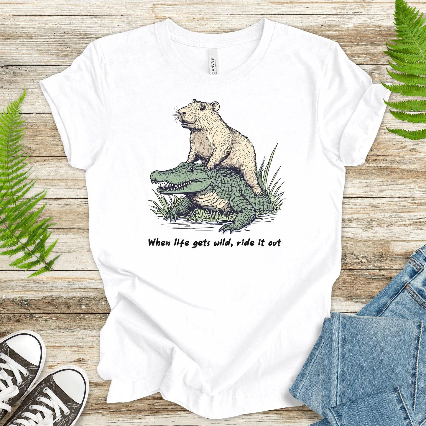 When Life Gets Wild T-Shirt – Capybara and Alligator Humor - TShirtree