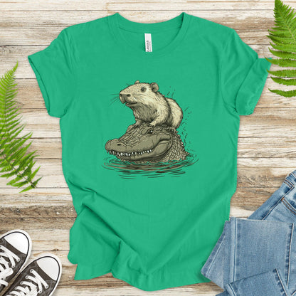 Capybara on an Alligator T-Shirt - TShirtree