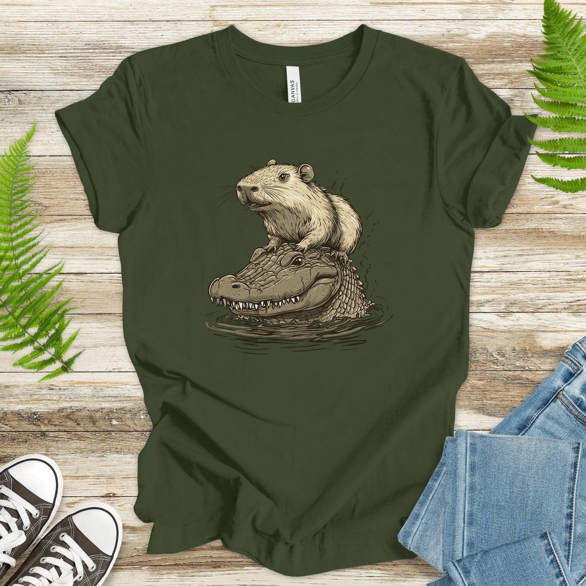 Capybara on an Alligator T-Shirt - TShirtree