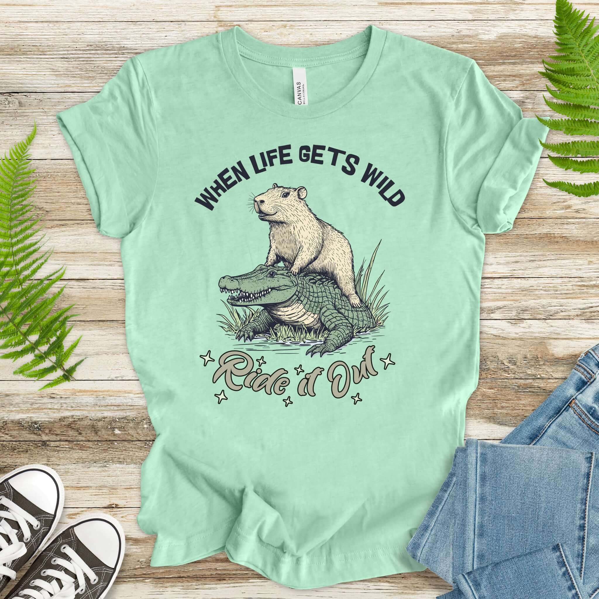 When Life Gets Wild T-Shirt – Capybara and Alligator Humor