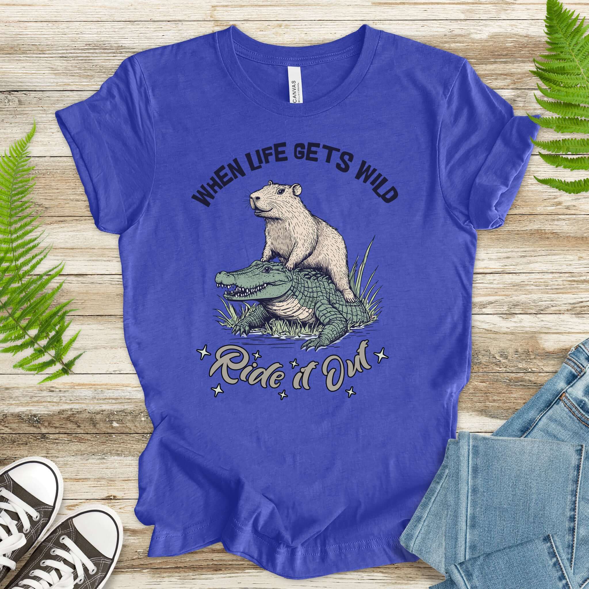When Life Gets Wild T-Shirt – Capybara and Alligator Humor