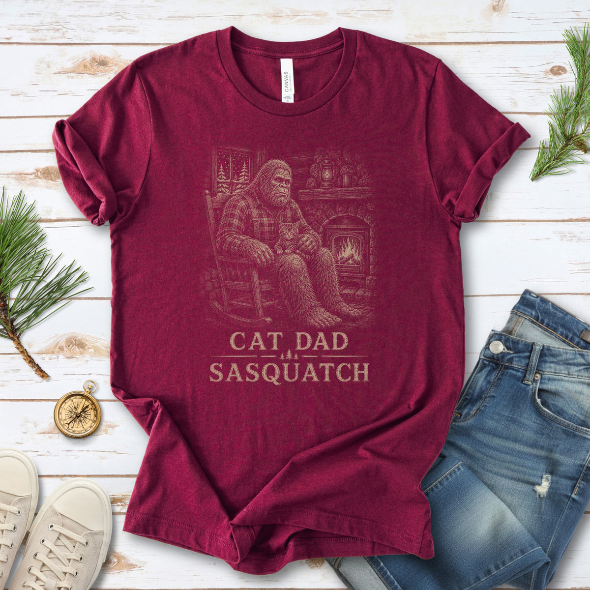 Cat Dad Sasquatch T-Shirt – Funny Bigfoot Cat Lover Tee