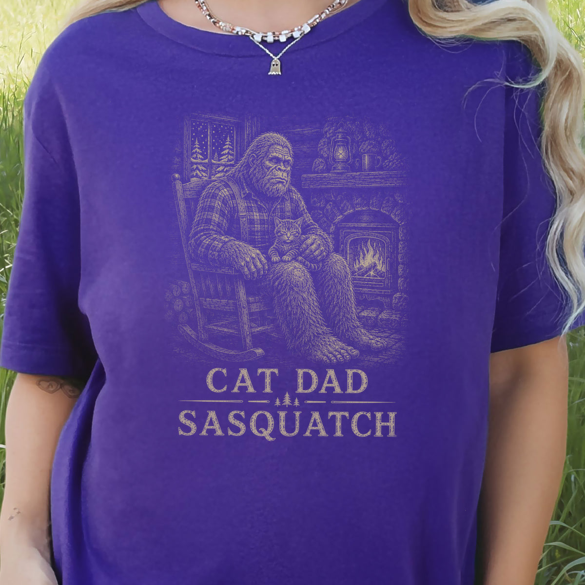 Cat Dad Sasquatch T-Shirt – Funny Bigfoot Cat Lover Tee