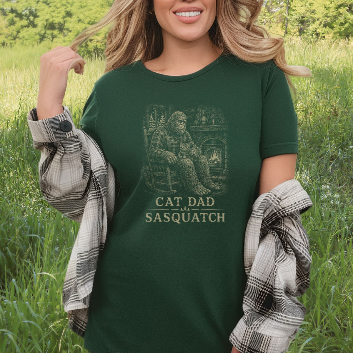 Cat Dad Sasquatch T-Shirt – Funny Bigfoot Cat Lover Tee