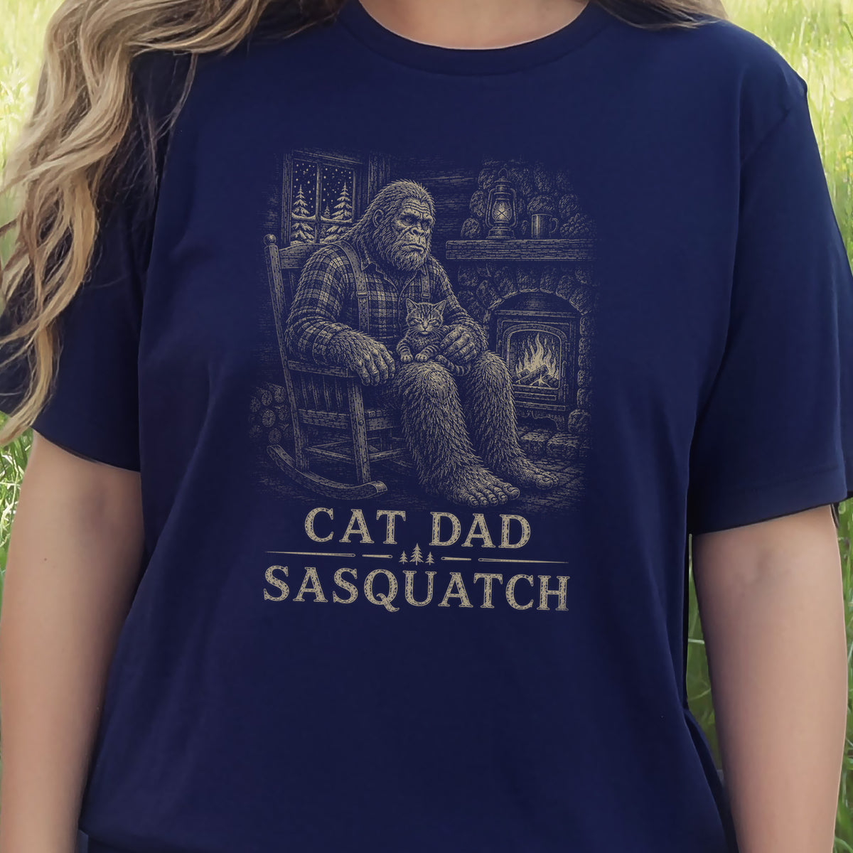Cat Dad Sasquatch T-Shirt – Funny Bigfoot Cat Lover Tee