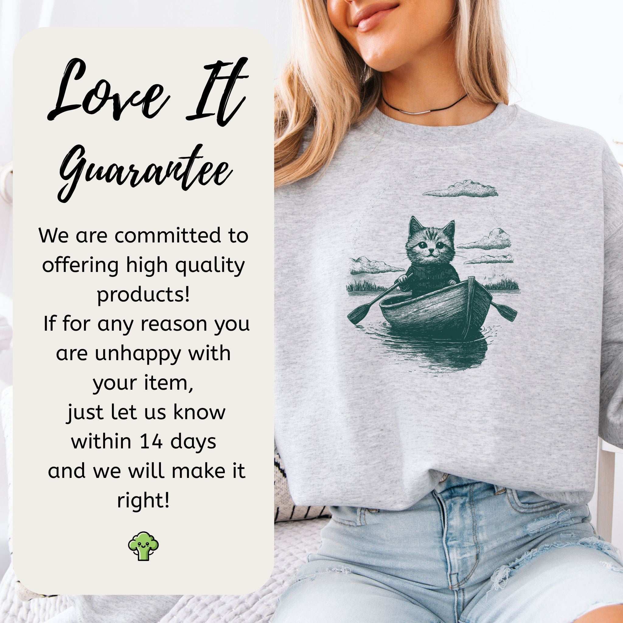 Mysterious Rowboat Cat Sweatshirt – Surreal Moody Art Style