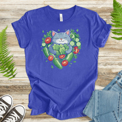 Cat Hugging Vegetables – Healthy Love T-Shirt - TShirtree