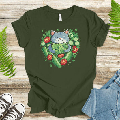 Cat Hugging Vegetables – Healthy Love T-Shirt - TShirtree