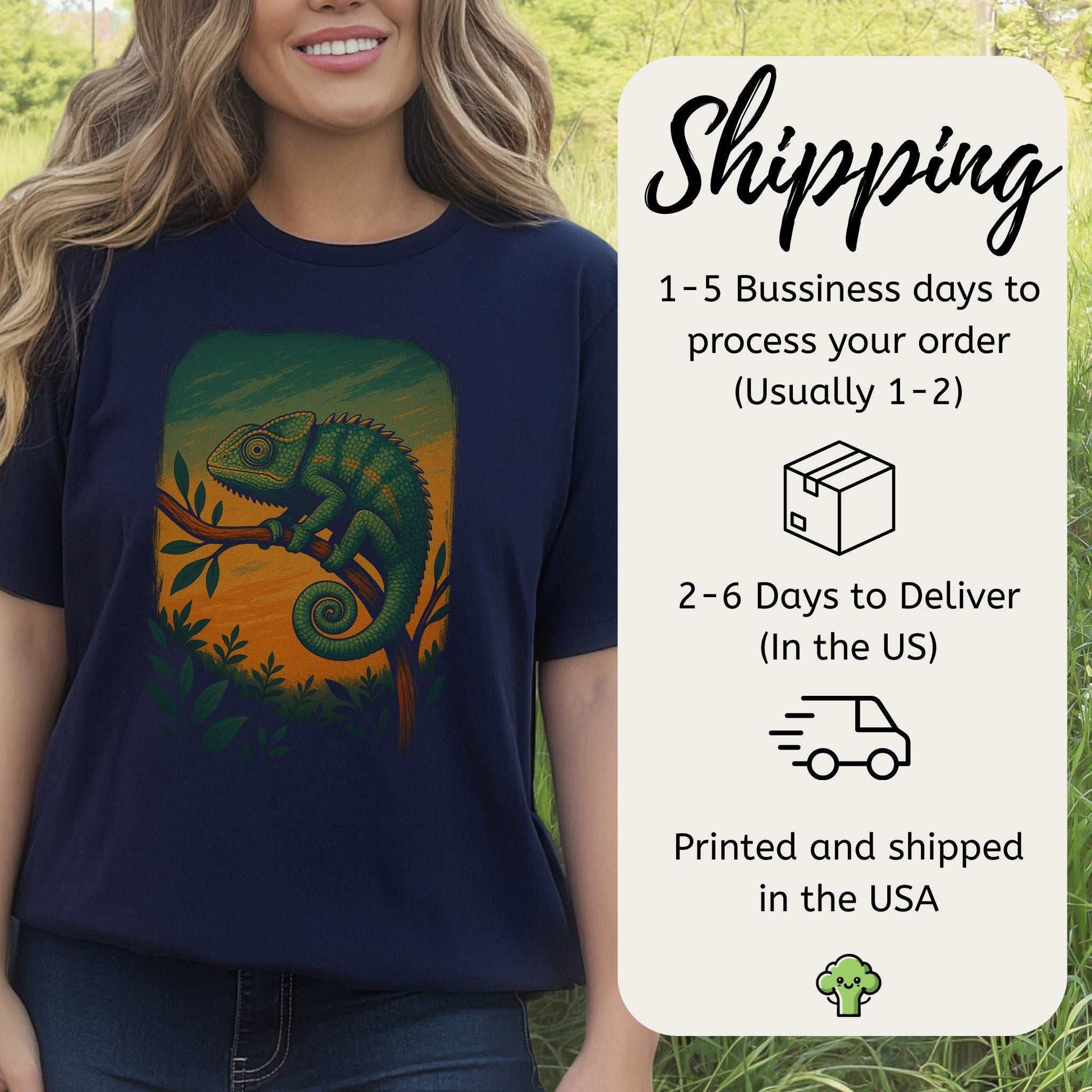 Chameleon in Grove T-Shirt – Nature-Inspired Reptile Art Tee