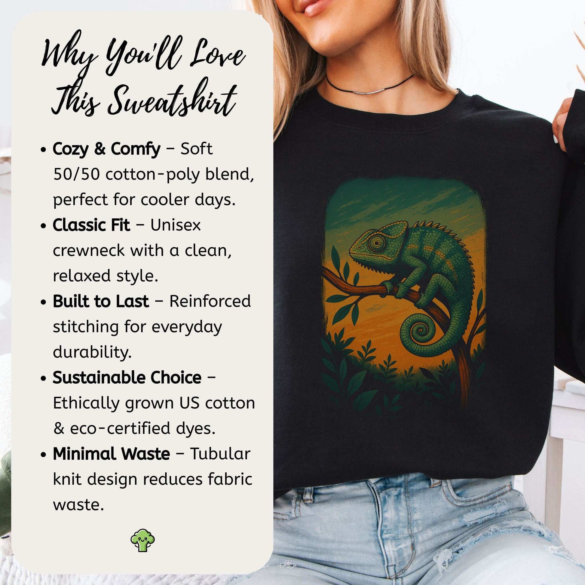 Chameleon Reptile Aesthetic Sweatshirt – Goblincore Nature Vibes Gift