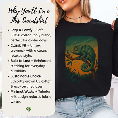Chameleon Reptile Aesthetic Sweatshirt – Goblincore Nature Vibes Gift
