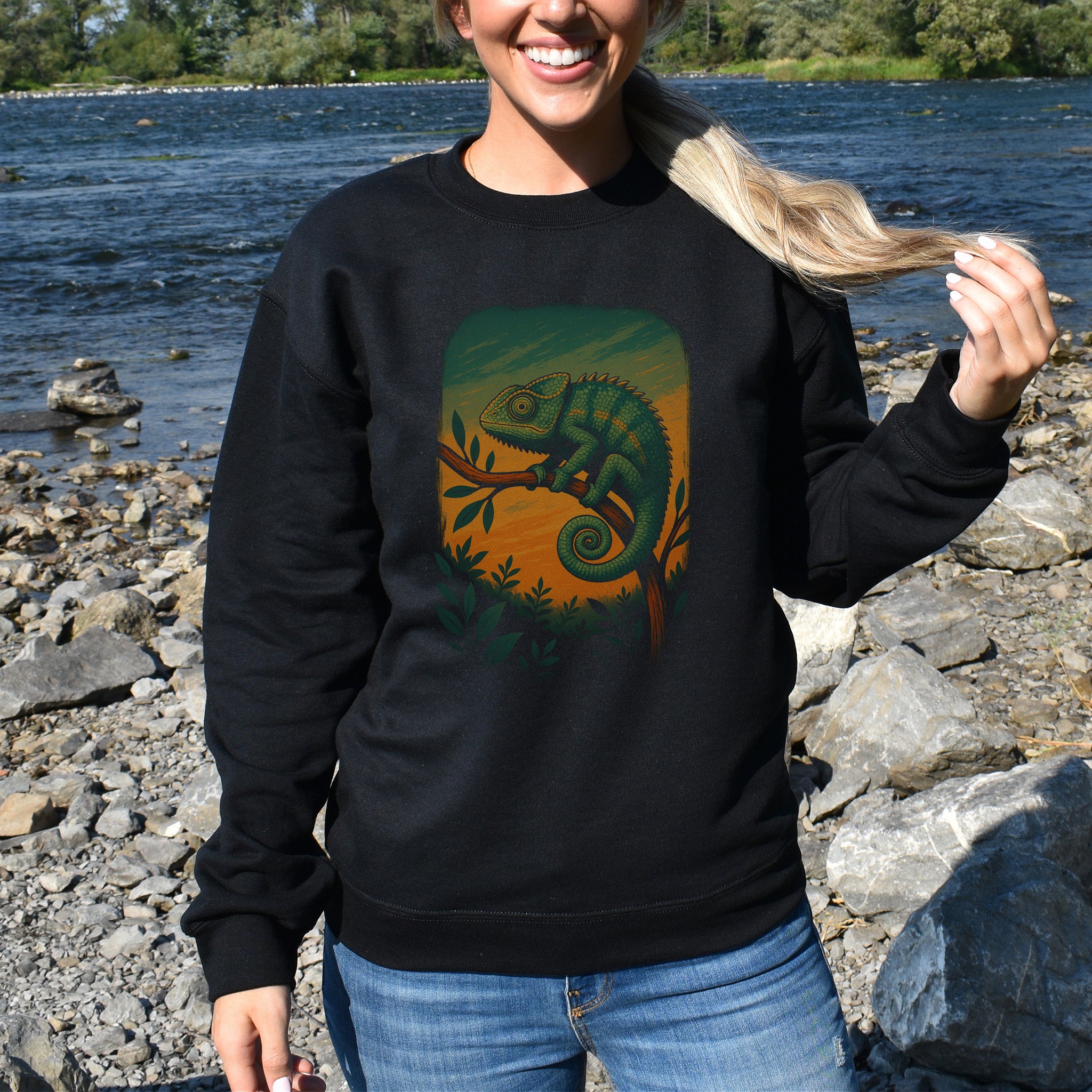 Chameleon Reptile Aesthetic Sweatshirt – Goblincore Nature Vibes Gift
